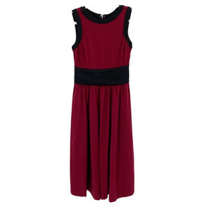 eShakti Pleated Midi Dress Burgundy Size‎ S Sleeveless Fit And Flare Back Zip